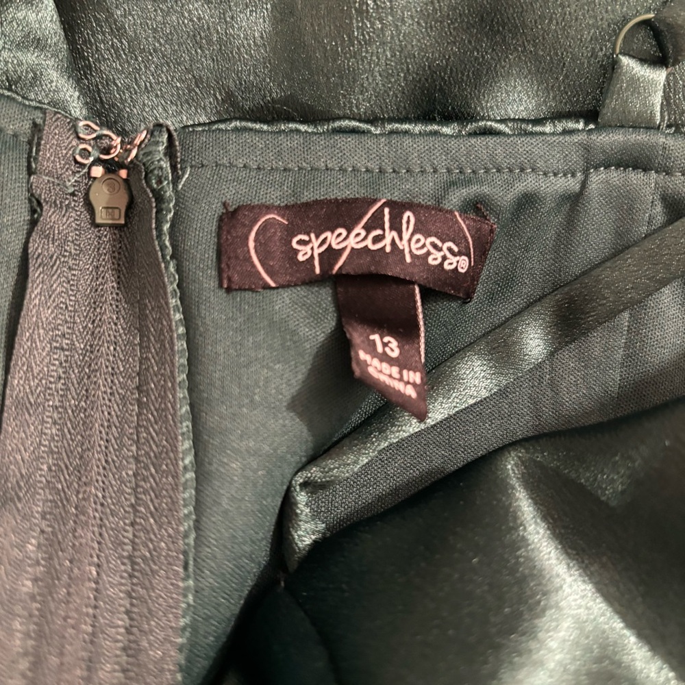 Speechless Y2K Hunter Green Coquette Satin Mini Babydoll Sleeveless Dress Z 13 - Picture 9 of 16